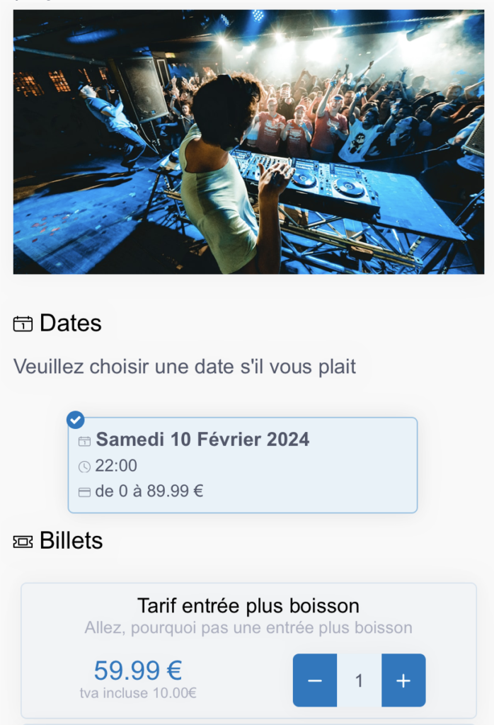 bouton intégration site web billetterie