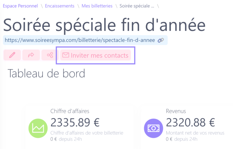 Inviter mes contacts à une billetterie